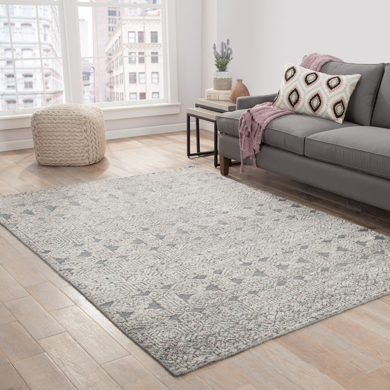 media image for Abelle Hand-Knotted Medallion Gray & White Area Rug 285