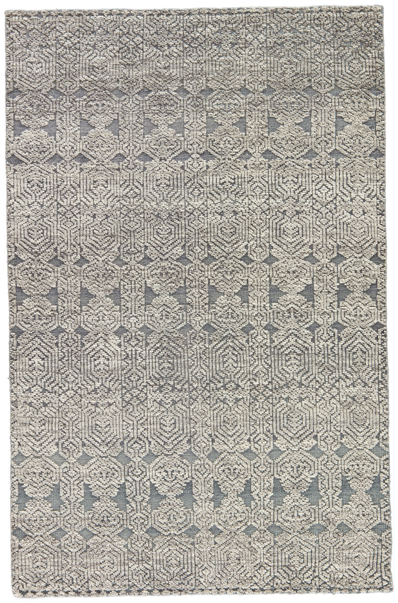 media image for Abelle Hand-Knotted Medallion Gray & White Area Rug 246