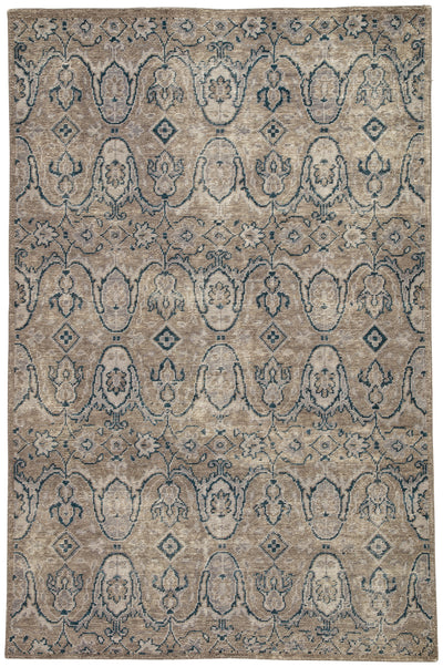 product image for Williamsburg Hand-Knotted Medallion Gray & Navy Area Rug design by Jaipur Living 24