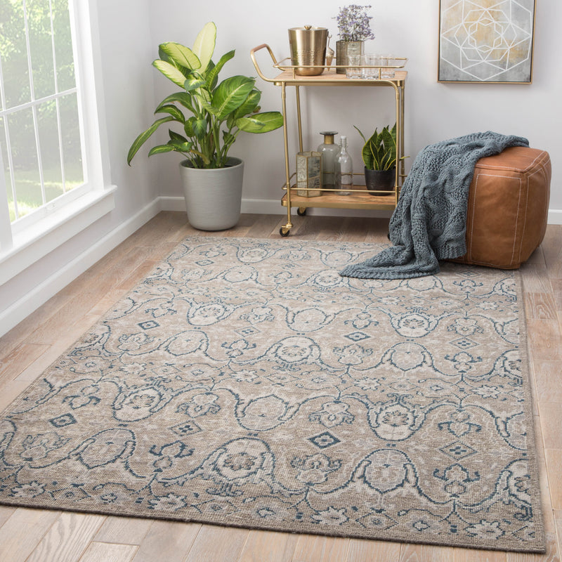 media image for Williamsburg Hand-Knotted Medallion Gray & Navy Area Rug design by Jaipur Living 239