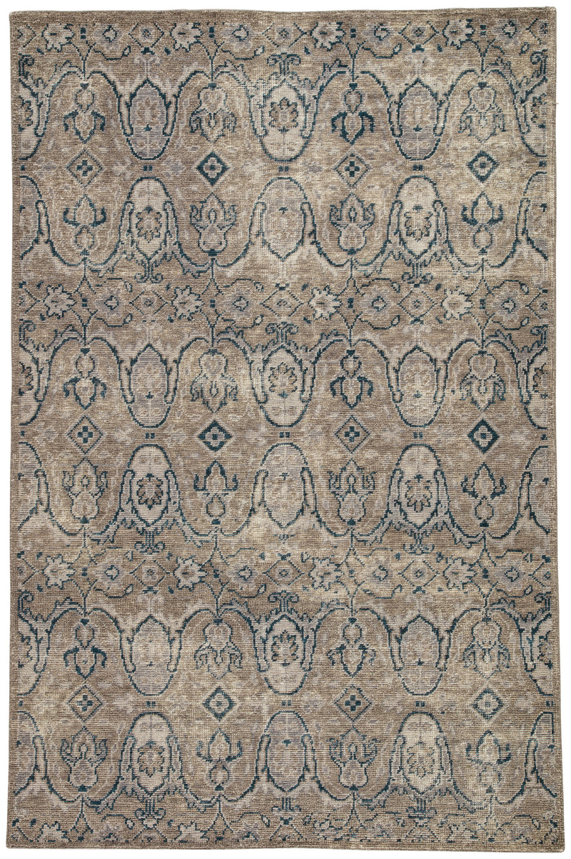 media image for Williamsburg Hand-Knotted Medallion Gray & Navy Area Rug design by Jaipur Living 256