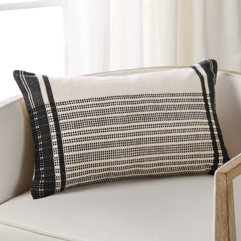 media image for zita striped cream black down pillow by jaipur living plw103998 1 296
