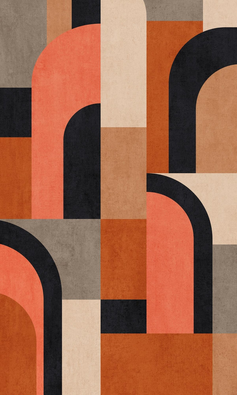 media image for Abstract Geometric Wall Mural in Brown & Pink 291