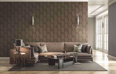 product image for Metallic Circles Wallpaper in Charcoal & Brown 74