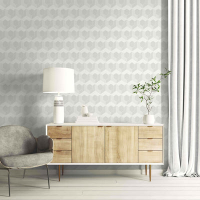 product image for 3D Hexagon Wallpaper in Soft Grey 78