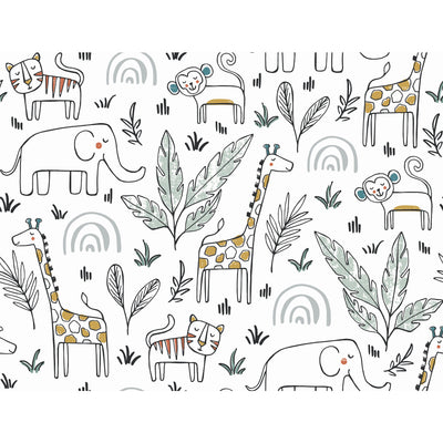 product image of Jungle Menagerie Peel & Stick Wallpaper in White by York Wallcoverings 520