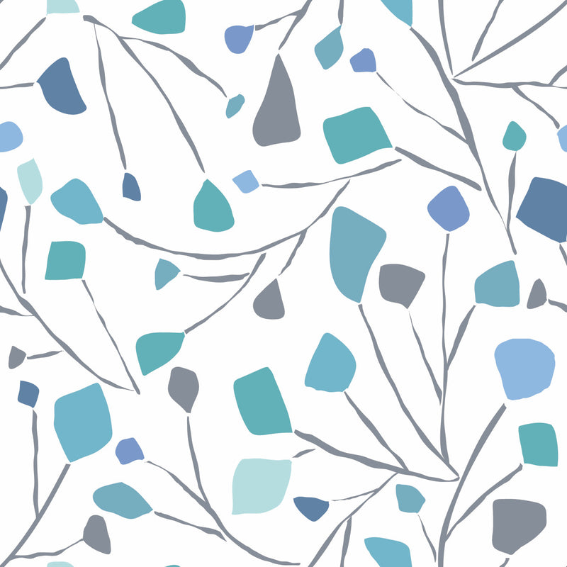 media image for Terrazzo Branch Blue Peel & Stick Wallpaper by York Wallcoverings 239