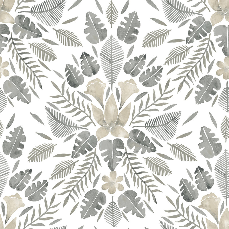 media image for Cat Coquillette Grey Tropical Peel & Stick Wallpaper by RoomMates for York Wallcoverings 281