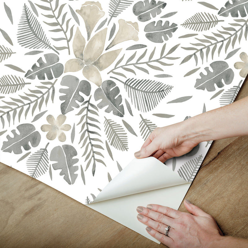 media image for Cat Coquillette Grey Tropical Peel & Stick Wallpaper by RoomMates for York Wallcoverings 26