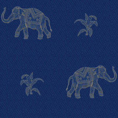 product image of Elephant Walk Peel & Stick Wallpaper in Blue/Gold 543