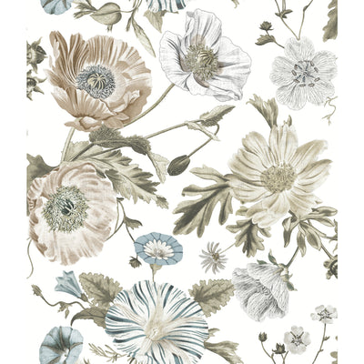 product image for Vintage Poppy Peel & Stick Wallpaper in White by RoomMates 51