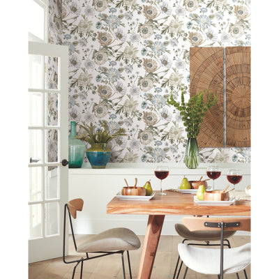 product image for Vintage Poppy Peel & Stick Wallpaper in White by RoomMates 45