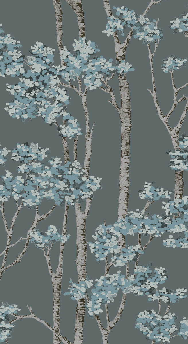 media image for Birch Grove Peel & Stick Wallpaper in Blue/Brown 225