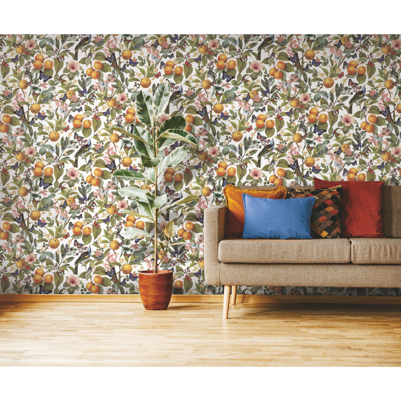 media image for Citrus Peel & Stick Wallpaper in White by RoomMates 243