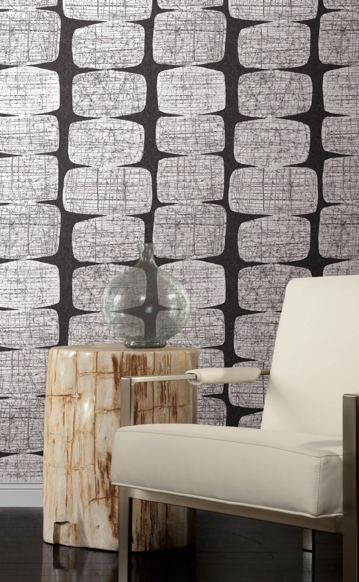 media image for Mid-Century Beads Black Peel & Stick Wallpaper by RoomMates for York Wallcoverings 297