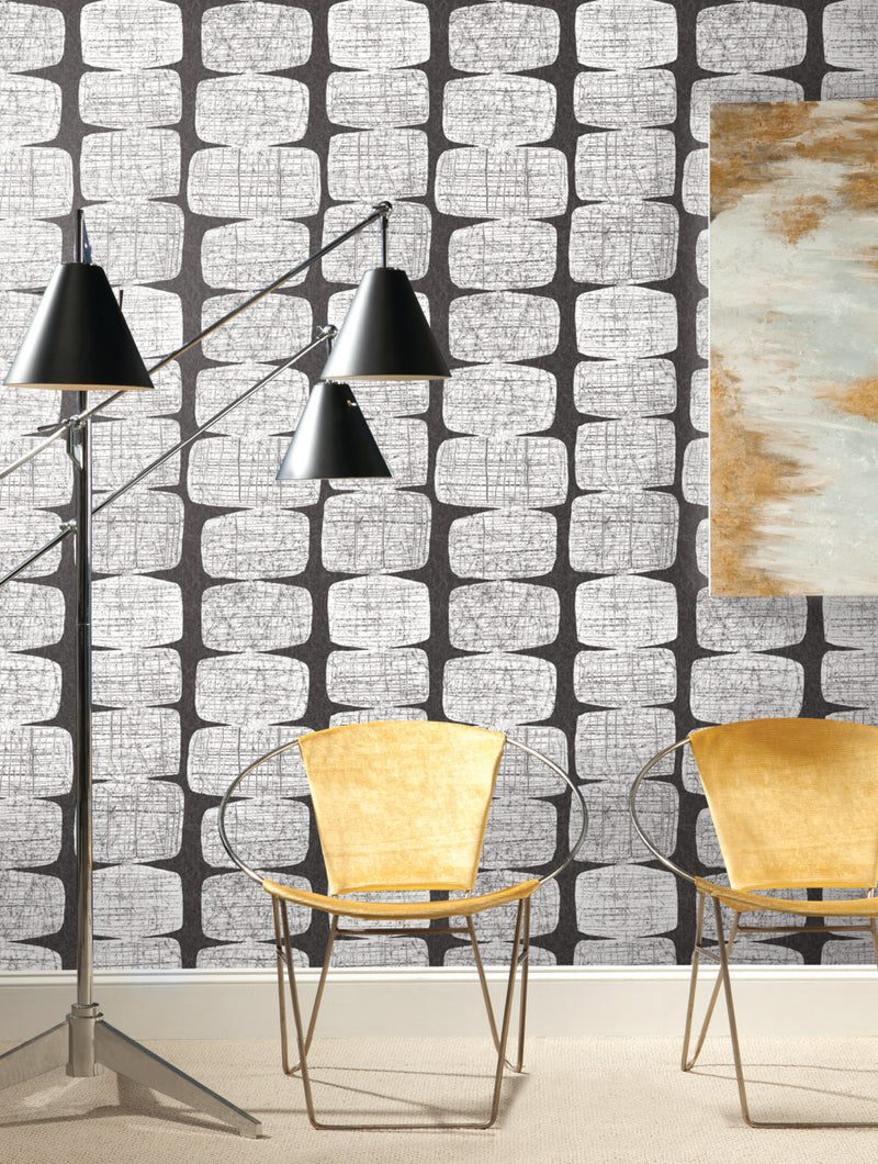 media image for Mid-Century Beads Black Peel & Stick Wallpaper by RoomMates for York Wallcoverings 210