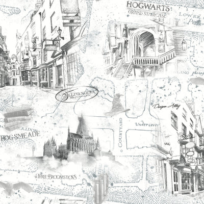 product image of Harry Potter Map Peel & Stick Wallpaper in White by RoomMates 571