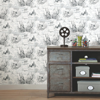 product image for Harry Potter Map Peel & Stick Wallpaper in White by RoomMates 32