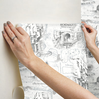 product image for Harry Potter Map Peel & Stick Wallpaper in White by RoomMates 15