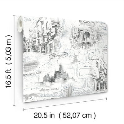product image for Harry Potter Map Peel & Stick Wallpaper in White by RoomMates 9