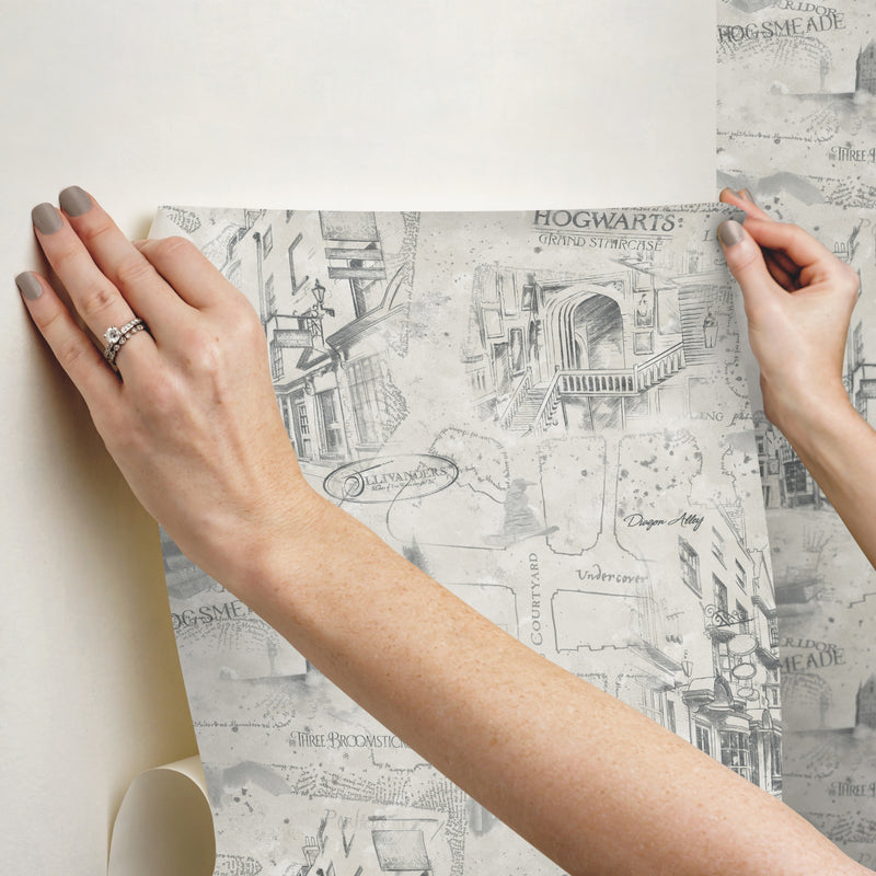 media image for Harry Potter Map Peel & Stick Wallpaper in Taupe by RoomMates 248