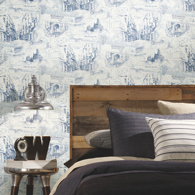 product image for Harry Potter Map Peel & Stick Wallpaper in Blue by RoomMates 30