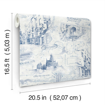 product image for Harry Potter Map Peel & Stick Wallpaper in Blue by RoomMates 66