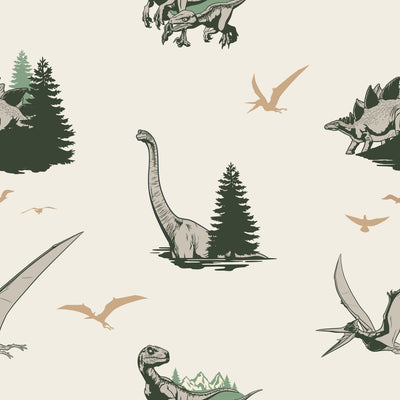 product image of JW Dominion Vintage Dinosaurs Peel & Stick Wallpaper in Green by RoomMates 513