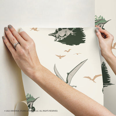 product image for JW Dominion Vintage Dinosaurs Peel & Stick Wallpaper in Green by RoomMates 28