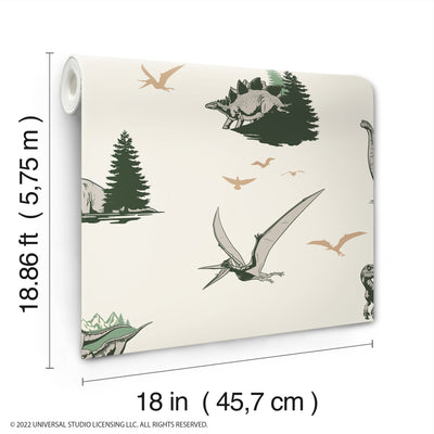 product image for JW Dominion Vintage Dinosaurs Peel & Stick Wallpaper in Green by RoomMates 36