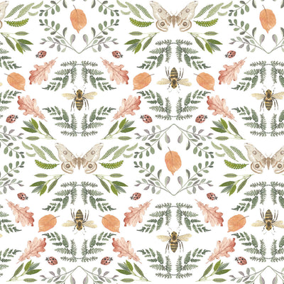 product image of Penny Lane Forest Cottage Bee and Butterfly Wallpaper in White 526