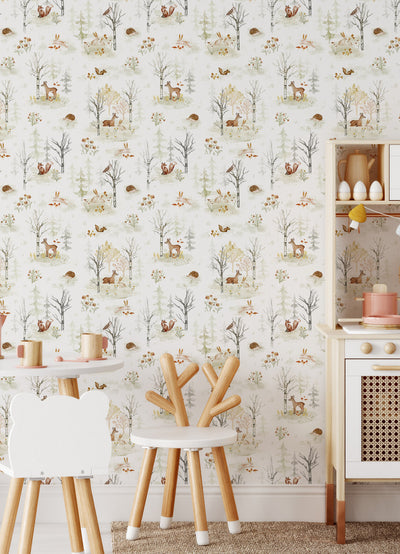 product image for Clara Jean Woodland Scene Wallpaper in Neutral 11