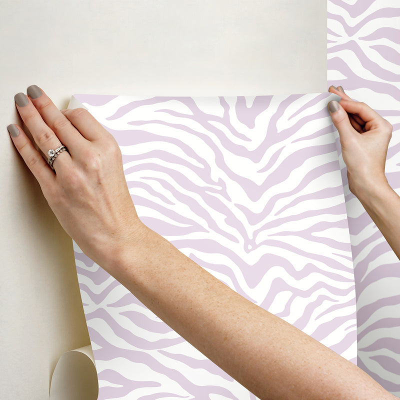 media image for Zebra Purple Peel And Stick Wallpaper by RoomMates for York Wallcoverings 214