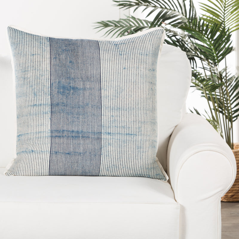 media image for alicia handmade stripe blue white throw pillow design by jaipur 4 299