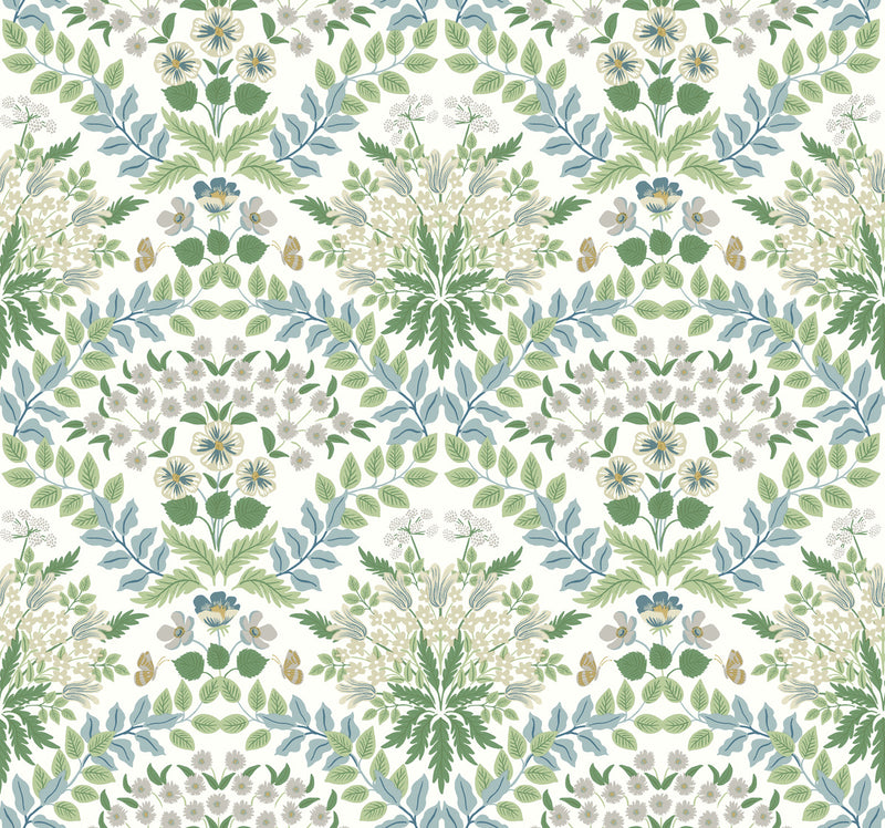 media image for Bramble Wallpaper in Blue/Green from the Rifle Paper Co. 2nd Edition by York Wallcoverings 280