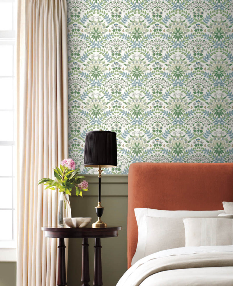 media image for Bramble Wallpaper in Blue/Green from the Rifle Paper Co. 2nd Edition by York Wallcoverings 259