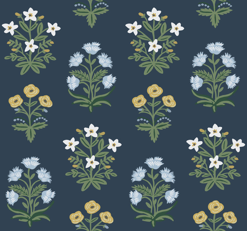 media image for Mughal Rose Wallpaper in Navy from the Rifle Paper Co. 2nd Edition by York Wallcoverings 259