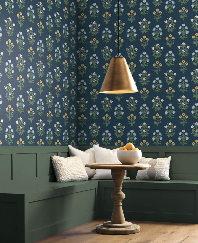 media image for Mughal Rose Wallpaper in Navy from the Rifle Paper Co. 2nd Edition by York Wallcoverings 270