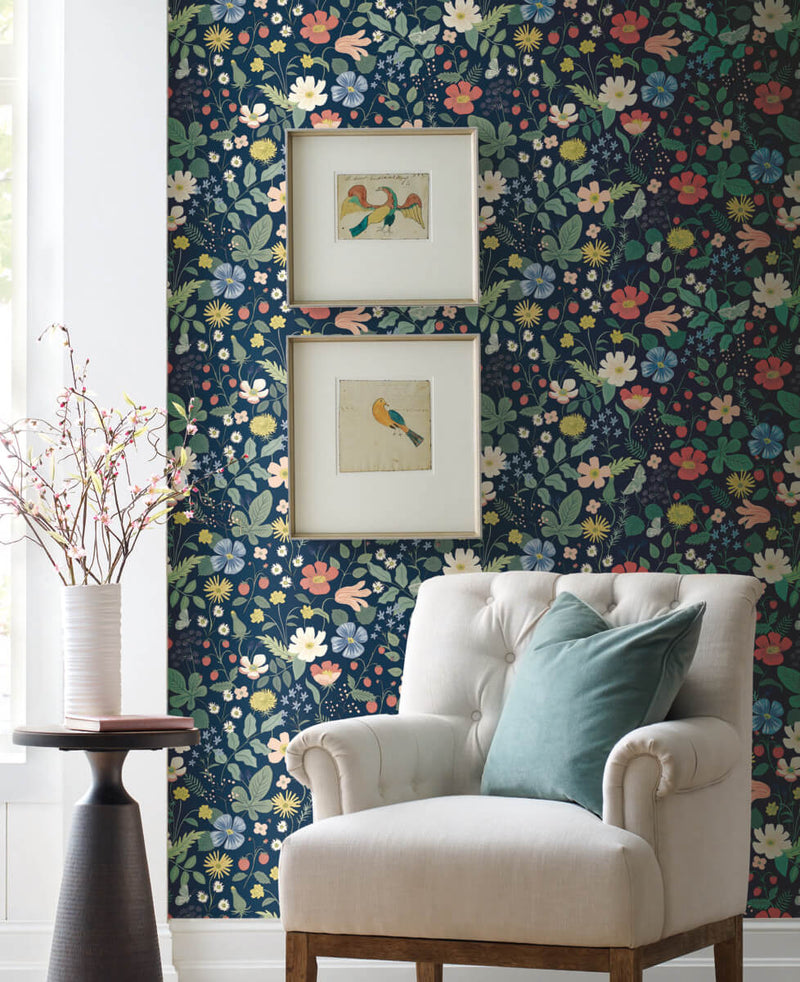 media image for Strawberry Fields Wallpaper in Navy from the Rifle Paper Co. 2nd Edition by York Wallcoverings 22