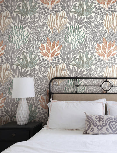 product image for Coral Leaves Wallpaper in Coral Black 19