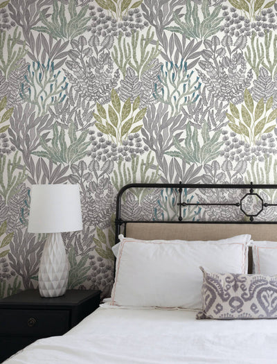 product image for Coral Leaves Wallpaper in Blue & Green 22