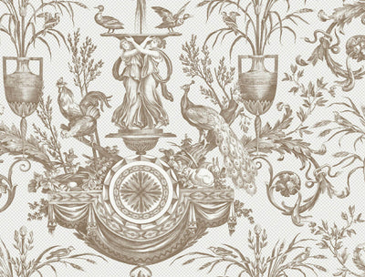 product image for Avian Fountain Toile Wallpaper in Mink 32