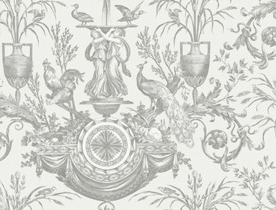 product image for Avian Fountain Toile Wallpaper in Grey 5