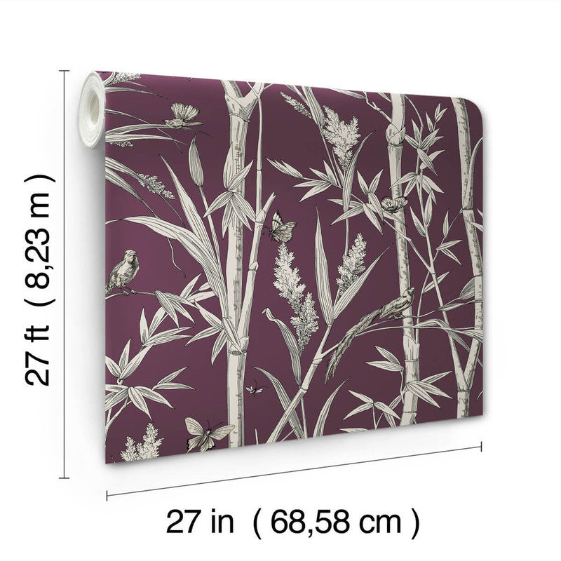 media image for Bambou Toile Wallpaper in Burgundy 239