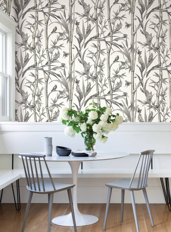 media image for Bambou Toile Wallpaper in White 250