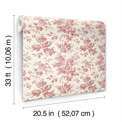 product image for Anemone Toile Wallpaper in French Red 31