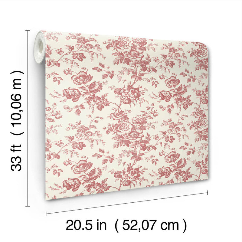 media image for Anemone Toile Wallpaper in French Red 210