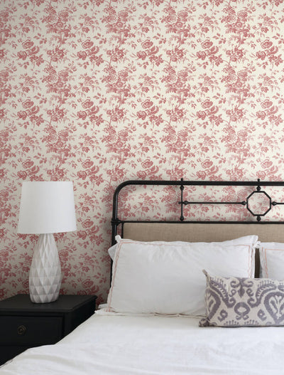 product image for Anemone Toile Wallpaper in French Red 88