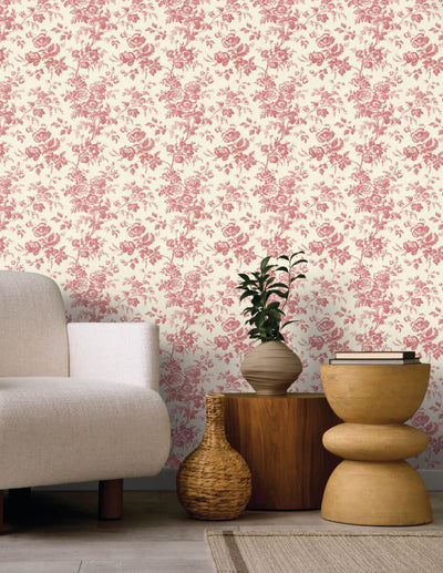 product image for Anemone Toile Wallpaper in French Red 42