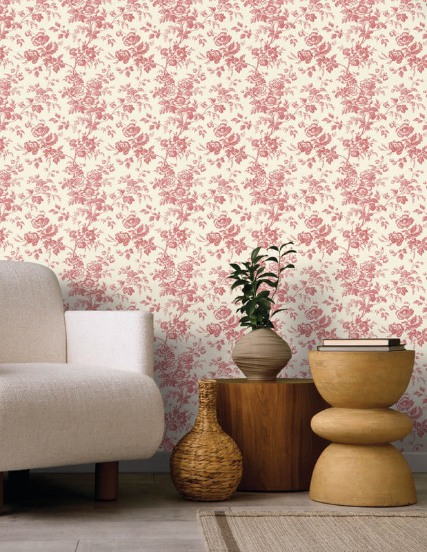 media image for Anemone Toile Wallpaper in French Red 281